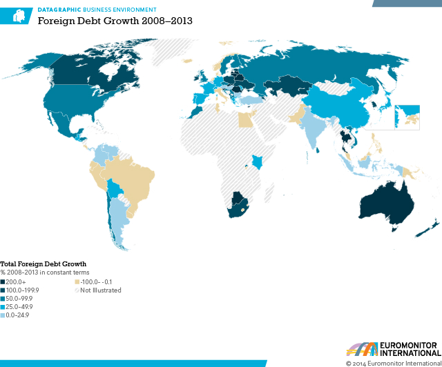 Foreign Debt Growth Map