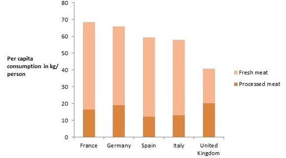 Per Capita Meat Consumption for the Big Five Markets in Western Europe