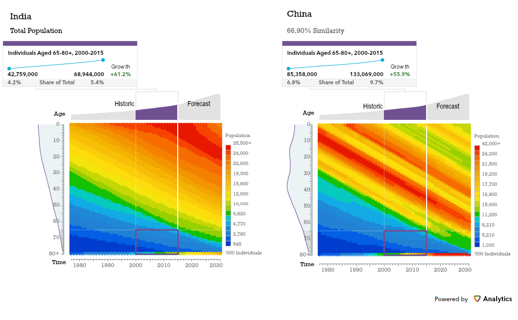Future Demographics Model for India and China